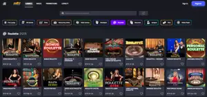 Roulette lobby at mBit Casino